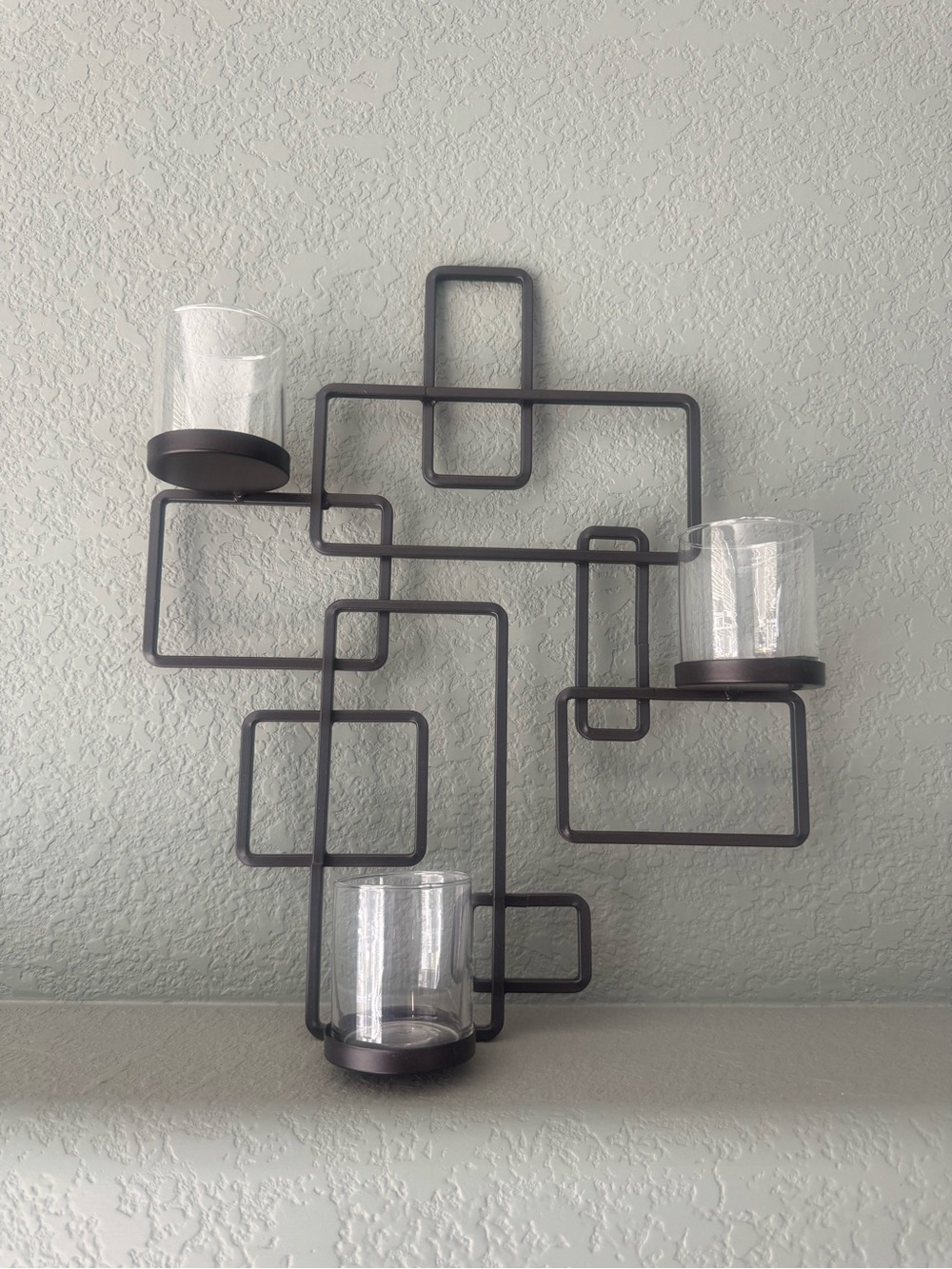 Geometric Black Metal Wall Candle Holder - Modern Home Wall Decor